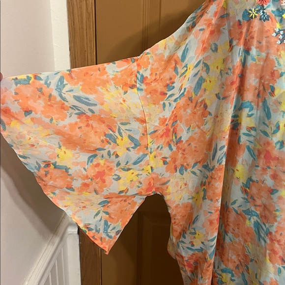 JASON WU Floral Chiffon Beaded Caftan Blouse - Picture 7 of 9